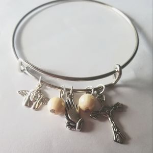 Prayer Hands Cross Angel Charm Bracelet